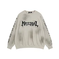 Jiayiku Men's  New Waste Earth Style American Street Fashion Brand Washed Dirty Dye Cloth Embroidered Crewneck Sweater main image 1
