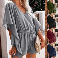 Solid Color Pants Women's   Summer New   V-neck High Waist Lace-up Loose Casual Pants main image 1