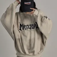 Jiayiku Men's  New Waste Earth Style American Street Fashion Brand Washed Dirty Dye Cloth Embroidered Crewneck Sweater main image 4
