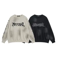 Jiayiku Men's  New Waste Earth Style American Street Fashion Brand Washed Dirty Dye Cloth Embroidered Crewneck Sweater main image 5