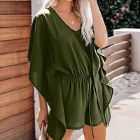 Solid Color Pants Women's   Summer New   V-neck High Waist Lace-up Loose Casual Pants main image 2