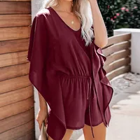 Solid Color Pants Women's   Summer New   V-neck High Waist Lace-up Loose Casual Pants main image 3