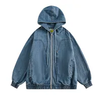 Jiayiku Fashion Brand  New American Heavy Wash Denim Jacket Men's And Women's Retro High-end Hooded Jacket main image 1