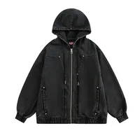 Jiayiku Fashion Brand  New American Heavy Wash Denim Jacket Men's And Women's Retro High-end Hooded Jacket main image 2
