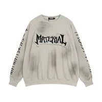 Jiayiku Men's  New Waste Earth Style American Street Fashion Brand Washed Dirty Dye Cloth Embroidered Crewneck Sweater sku image 1