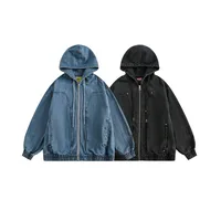 Jiayiku Fashion Brand  New American Heavy Wash Denim Jacket Men's And Women's Retro High-end Hooded Jacket main image 5