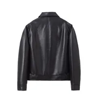 Jiayiku Fashion Brand  Autumn And Winter New American Retro Simple Short PU Leather Motorcycle Jacket Coat For Men And Women main image 2