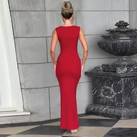 P006DS Europe And The United States  Fashion Temperament Slim Square Collar Sleeveless Waist Slim Hip Dress Dress main image 4