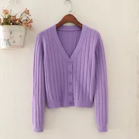 Internet Popular Long Sleeve V-Neck Sweater Knitted Sweater  Autumn And Winter Short Outer Loose Cardigan Jacket Women's Thin Jacket main image 3