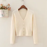 Internet Popular Long Sleeve V-Neck Sweater Knitted Sweater  Autumn And Winter Short Outer Loose Cardigan Jacket Women's Thin Jacket main image 4
