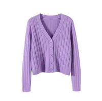 Internet Popular Long Sleeve V-Neck Sweater Knitted Sweater  Autumn And Winter Short Outer Loose Cardigan Jacket Women's Thin Jacket sku image 8