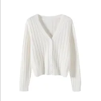 Internet Popular Long Sleeve V-Neck Sweater Knitted Sweater  Autumn And Winter Short Outer Loose Cardigan Jacket Women's Thin Jacket sku image 12