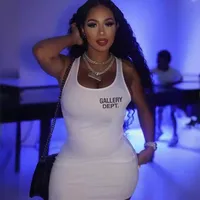 LD1014  Women's Slim-fit Letter Vest Sexy Dress sku image 3
