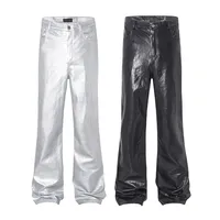 Jiayiku Fashion Brand  Autumn New High Street American Motorcycle Leather Pants Micro-la Niche Crocodile Pattern Wide-leg Pants main image 5