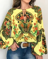 Spring And Summer New Women's Personalized Women's Digital Printing Round Neck Lantern Sleeve Shirt 5006 A Large Number Of Spot main image 4