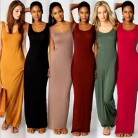 Vacation Foreign Trade Solid Color Sexy One-Step Vest Long Dress Fashion Dress Summer Wear Slimming Outdoor Hip Skirt main image 2