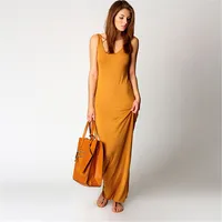 Vacation Foreign Trade Solid Color Sexy One-Step Vest Long Dress Fashion Dress Summer Wear Slimming Outdoor Hip Skirt main image 3