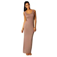 Vacation Foreign Trade Solid Color Sexy One-Step Vest Long Dress Fashion Dress Summer Wear Slimming Outdoor Hip Skirt main image 5