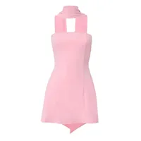 W205DS Europe And The United States   Summer New Solid Color Tube Top Neck Ribbon High Waist Slim Short Dress main image 5