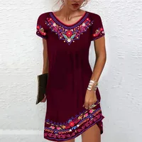 New Summer  Designed Europe Station Mid-Waist Printed Urban Casual Short-Sleeved Dress main image 2