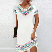 New Summer  Designed Europe Station Mid-Waist Printed Urban Casual Short-Sleeved Dress main image 4