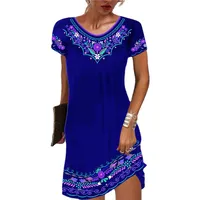 New Summer  Designed Europe Station Mid-Waist Printed Urban Casual Short-Sleeved Dress main image 5