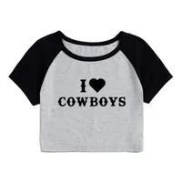 I LOVE Cowboys Printed American Vintage Y2K Short-sleeved T-shirt Women's Summer Spice Girls Slim Top main image 5