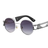 Round Frame New Metallic Lion King Decorative Fashion Sunglasses Punk Style All Match Men And Women Retro Sunglasses 50622 main image 3