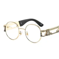 Round Frame New Metallic Lion King Decorative Fashion Sunglasses Punk Style All Match Men And Women Retro Sunglasses 50622 sku image 7