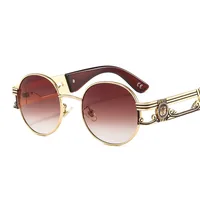 Round Frame New Metallic Lion King Decorative Fashion Sunglasses Punk Style All Match Men And Women Retro Sunglasses 50622 main image 5