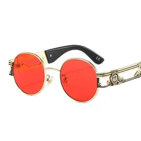 Round Frame New Metallic Lion King Decorative Fashion Sunglasses Punk Style All Match Men And Women Retro Sunglasses 50622 main image 6
