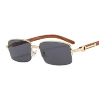 CT382 Metal Small Box Color Wood Grain Sunglasses  Men And Women  Fashion Retro Sunglasses Flat Glasses sku image 1