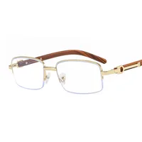 CT382 Metal Small Box Color Wood Grain Sunglasses  Men And Women  Fashion Retro Sunglasses Flat Glasses main image 3