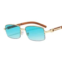 CT382 Metal Small Box Color Wood Grain Sunglasses  Men And Women  Fashion Retro Sunglasses Flat Glasses main image 5