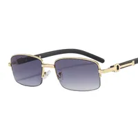 CT382 Metal Small Box Color Wood Grain Sunglasses  Men And Women  Fashion Retro Sunglasses Flat Glasses sku image 2