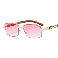 CT382 Metal Small Box Color Wood Grain Sunglasses  Men And Women  Fashion Retro Sunglasses Flat Glasses sku image 6