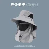Fisherman Hat Men's Summer Outdoor Travel Sunshade Hat Anti-ultraviolet Fishing Face-shading Sunscreen Hat Big Cornice Sun Hat sku image 1