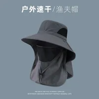 Fisherman Hat Men's Summer Outdoor Travel Sunshade Hat Anti-ultraviolet Fishing Face-shading Sunscreen Hat Big Cornice Sun Hat sku image 7