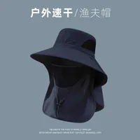 Fisherman Hat Men's Summer Outdoor Travel Sunshade Hat Anti-ultraviolet Fishing Face-shading Sunscreen Hat Big Cornice Sun Hat sku image 8