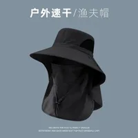 Fisherman Hat Men's Summer Outdoor Travel Sunshade Hat Anti-ultraviolet Fishing Face-shading Sunscreen Hat Big Cornice Sun Hat sku image 9