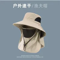 Fisherman Hat Men's Summer Outdoor Travel Sunshade Hat Anti-ultraviolet Fishing Face-shading Sunscreen Hat Big Cornice Sun Hat sku image 10