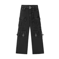 Jiayiku Fashion Brand Chic  Retro Multi-pocket Design Tooling Jeans Straight Loose Wide-leg Mop Pants main image 2