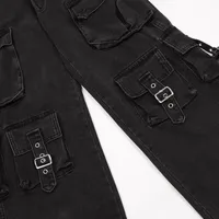 Jiayiku Fashion Brand Chic  Retro Multi-pocket Design Tooling Jeans Straight Loose Wide-leg Mop Pants main image 3