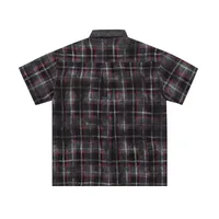 Jiayiku Men's  Vintage New Style Trendy Loose Shirt Plaid Tie-dyed Denim Stitching Casual Short-sleeved Shirt main image 2