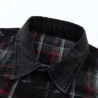 Jiayiku Men's  Vintage New Style Trendy Loose Shirt Plaid Tie-dyed Denim Stitching Casual Short-sleeved Shirt main image 3
