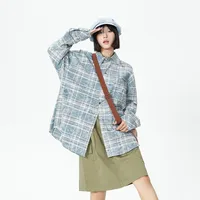 Jiayiku Fashion Brand Chic American Retro Washed Tie-dyed Distressed Plaid Long Sleeve Shirt New Loose Top For Men And Women main image 1