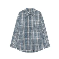 Jiayiku Fashion Brand Chic American Retro Washed Tie-dyed Distressed Plaid Long Sleeve Shirt New Loose Top For Men And Women main image 2