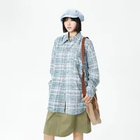 Jiayiku Fashion Brand Chic American Retro Washed Tie-dyed Distressed Plaid Long Sleeve Shirt New Loose Top For Men And Women main image 3