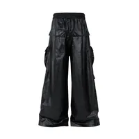 Jiayiku Fashion Brand Chic American Street RO Style Overalls Men's Faux Leather Layer Three-dimensional Pocket Wide Leg Flared Pants main image 2