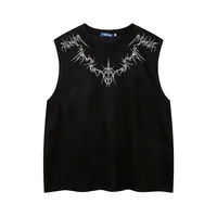 Jiayiku   Street Fashion Brand Vest Suede Heavy Embroidery Summer New Loose Sleeveless T-shirt main image 1